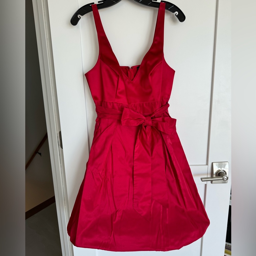 Maria Bianca Nero Red Silk Cocktail Dress With Bow